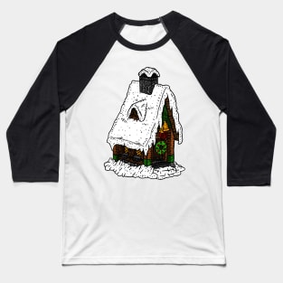 snowy Christmas fairy house, hand drawn illustration. cute. Baseball T-Shirt